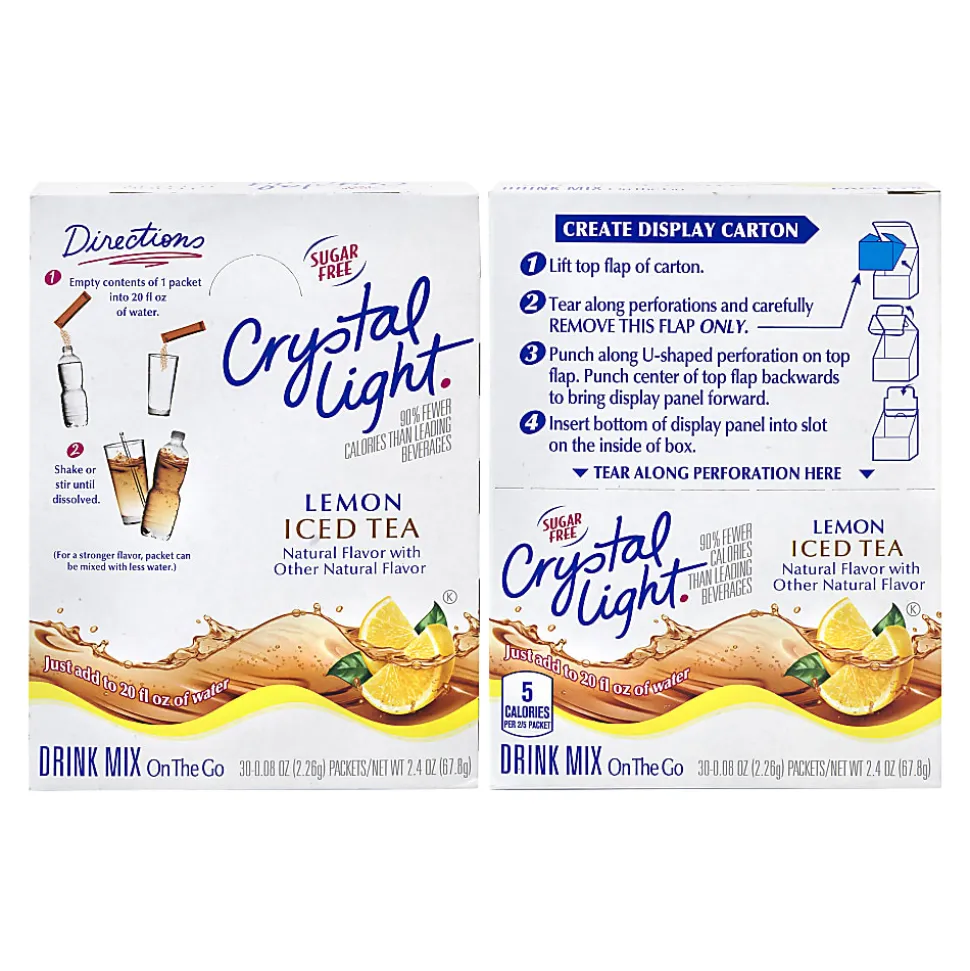 Crystal Light On-The-Go Sugar-Free Drink Mix, Iced Tea, 0.08 Fl Oz, 30 Packets Per Box, Pack Of 2 Boxes