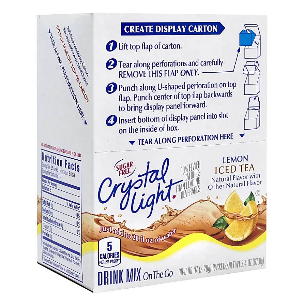 Crystal Light On-The-Go Sugar-Free Drink Mix, Iced Tea, 0.08 Fl Oz, 30 Packets Per Box, Pack Of 2 Boxes