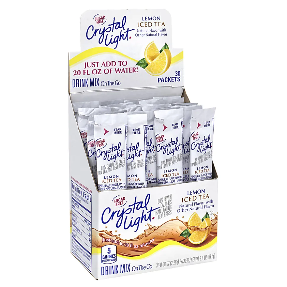 Crystal Light On-The-Go Sugar-Free Drink Mix, Iced Tea, 0.08 Fl Oz, 30 Packets Per Box, Pack Of 2 Boxes