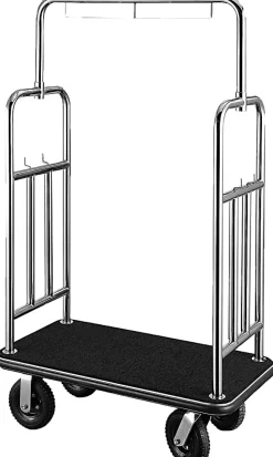 CSL Town Square Luggage Cart, 71"H x 44"W x 24"D, Silver/Black