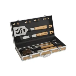 Cuisinart Bamboo 13-Piece Grill Tool Set, Brown/Silver, Total Qty 1