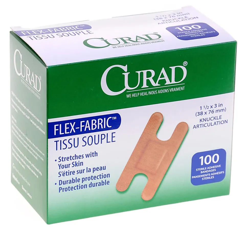 CURAD® Flex-Fabric Adhesive Bandages, Knuckle, 1 1/2" x 3", Tan, Pack Of 1,200