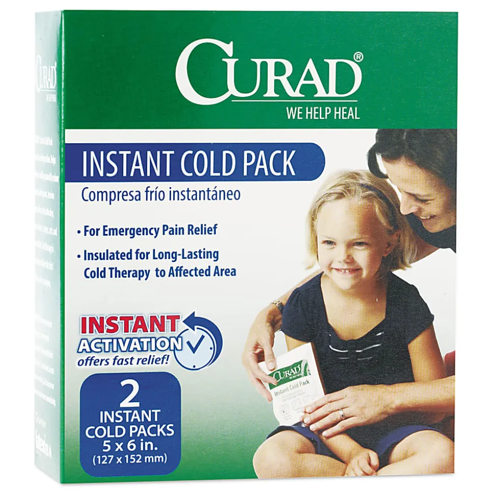 CURAD® Instant Cold Packs, 5" x 6", Box Of 2 Cold Packs