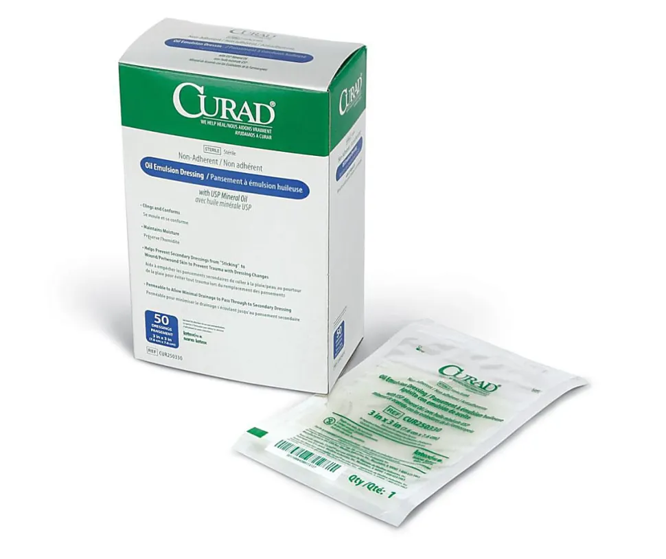 CURAD® Sterile Oil Emulsion Non-Adherent Gauze, 3" x 3", White, Pack Of 600