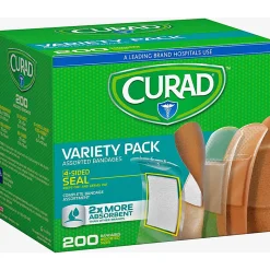 Curad Variety Pack 4-sided Seal Bandages - Assorted - Fabric, Plastic - 200 / Box