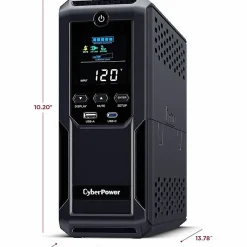 CyberPower BRG1500AVRLCD2 Intelligent LCD UPS Systems - 1500VA/900W, 57 - 120 VAC, NEMA 5-15P, Mini-Tower, 12 Outlets, LCD, $500000 CEG, 5YR Warranty