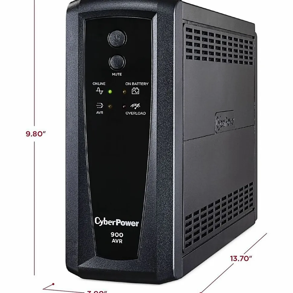 CyberPower CP900AVR AVR UPS Systems - 900VA/560W, 120 VAC, NEMA 5-15P, Mini-Tower, 10 Outlets, PowerPanel® Personal, $300000 CEG, 3YR Warranty