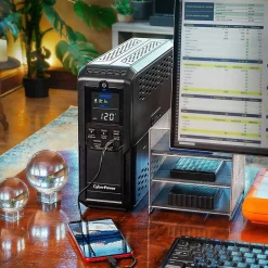 CyberPower CP1350AVRLCD3 Intelligent LCD UPS Systems - 1350VA/815W, 120 VAC, NEMA 5-15P, Mini-Tower, 12 Outlets, LCD, $500000 CEG, 3YR Warranty