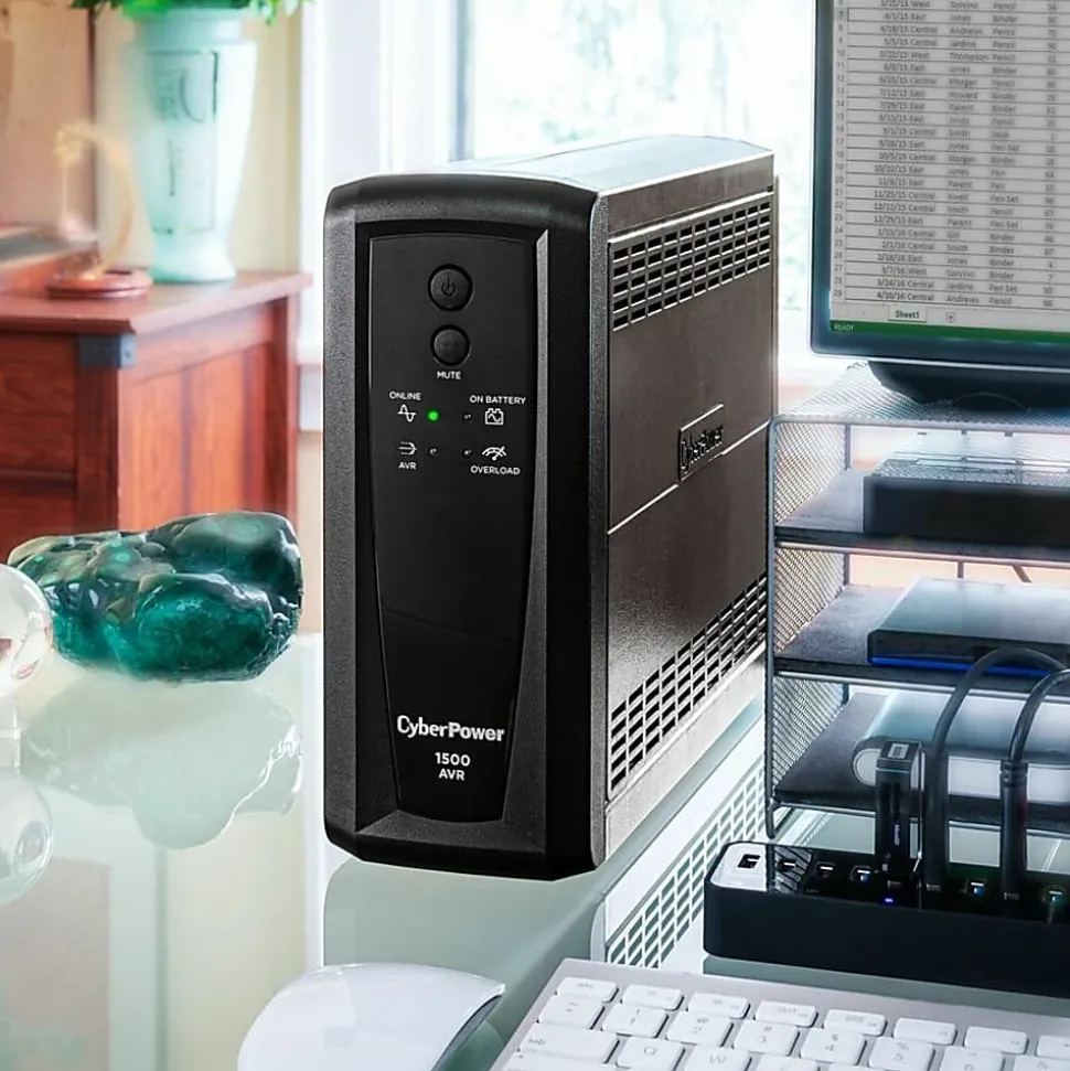 CyberPower CP1500AVRT AVR UPS Systems - 1500VA/900W, 120 VAC, NEMA 5-15P, Mini-Tower, 10 Outlets, PowerPanel® Personal, $500000 CEG, 3YR Warranty
