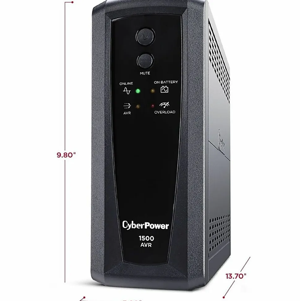 CyberPower CP1500AVRT AVR UPS Systems - 1500VA/900W, 120 VAC, NEMA 5-15P, Mini-Tower, 10 Outlets, PowerPanel® Personal, $500000 CEG, 3YR Warranty