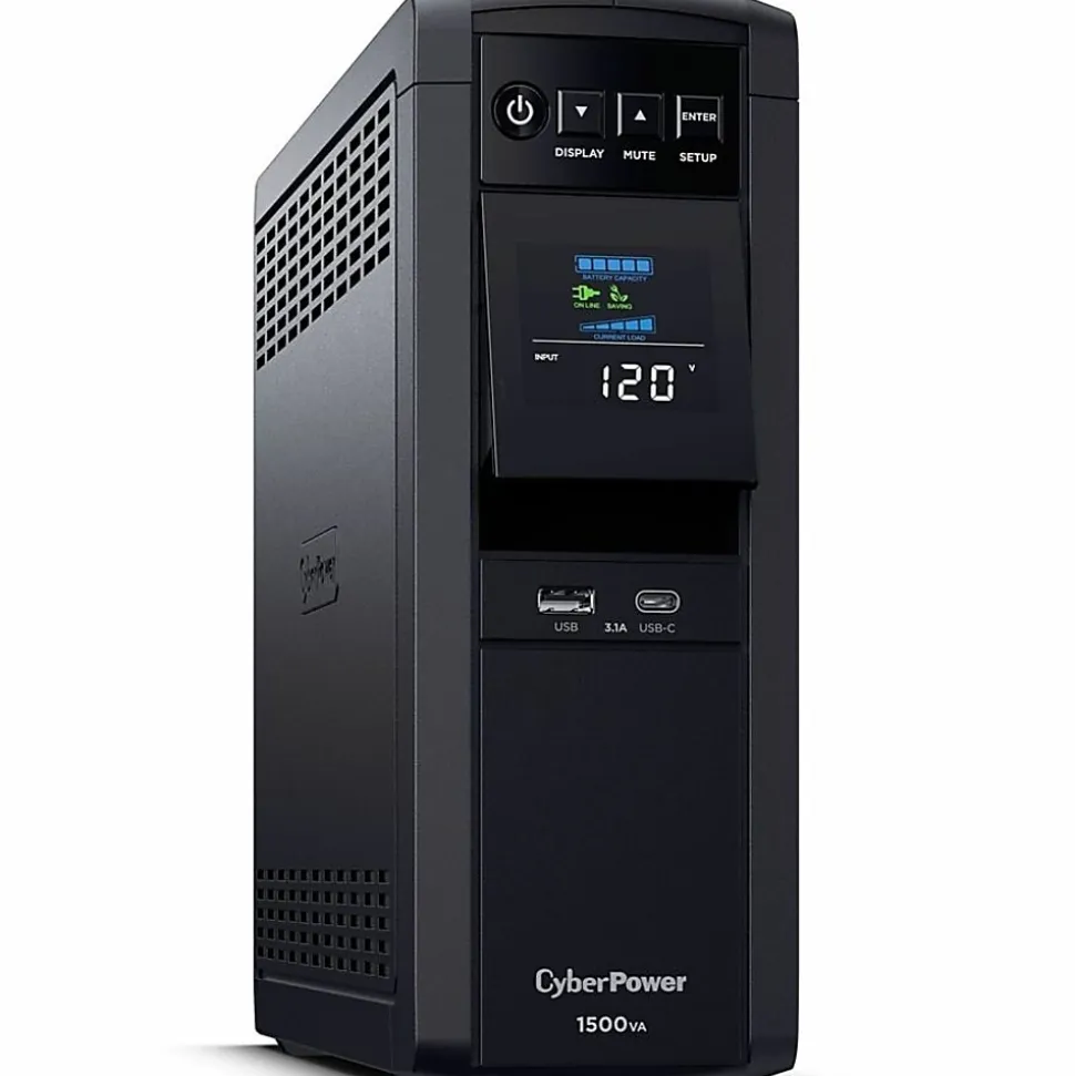 CyberPower CP1500PFCLCDTAA UPS System - 1500VA/1000W, 120 VAC, NEMA 5-15P, Mini-Tower, Sine Wave, 12 Outlets, LCD, $500000 CEG- CP1500PFCLCDTAA