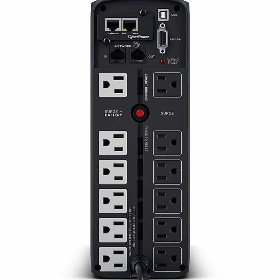 CyberPower CP1500PFCLCDTAA UPS System - 1500VA/1000W, 120 VAC, NEMA 5-15P, Mini-Tower, Sine Wave, 12 Outlets, LCD, $500000 CEG- CP1500PFCLCDTAA