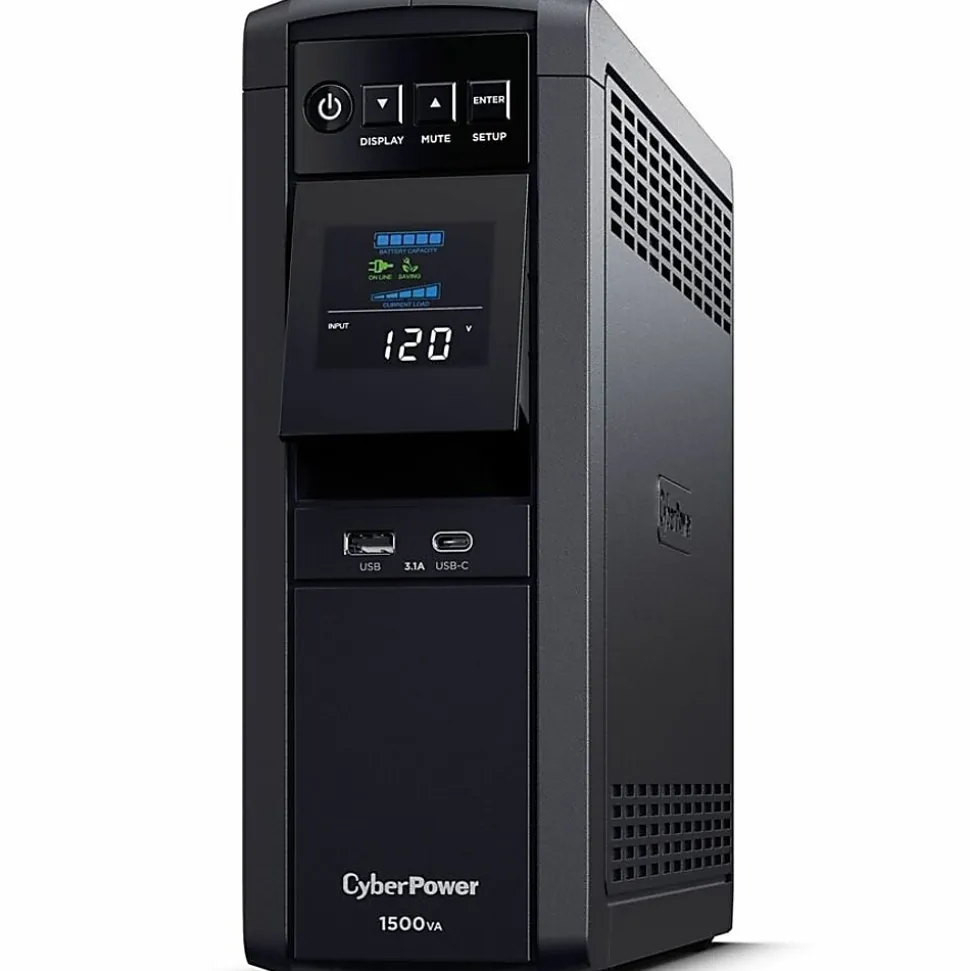 CyberPower CP1500PFCLCDTAA UPS System - 1500VA/1000W, 120 VAC, NEMA 5-15P, Mini-Tower, Sine Wave, 12 Outlets, LCD, $500000 CEG- CP1500PFCLCDTAA