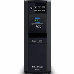 CyberPower CP1500PFCLCD UPS 1500VA 1000W PFC compatible Pure sine wave - 1500VA/900W - Tower - 2 Minute Full Load - 10 x NEMA 5-15R