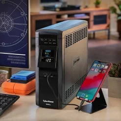CyberPower CP1500PFCLCD UPS 1500VA 1000W PFC compatible Pure sine wave - 1500VA/900W - Tower - 2 Minute Full Load - 10 x NEMA 5-15R