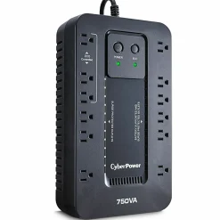CyberPower EC750G Ecologic UPS Systems - 750VA/450W, 120 VAC, NEMA 5-15P, Compact, 12 Outlets, PowerPanel® Personal, $100000 CEG, 3YR Warranty