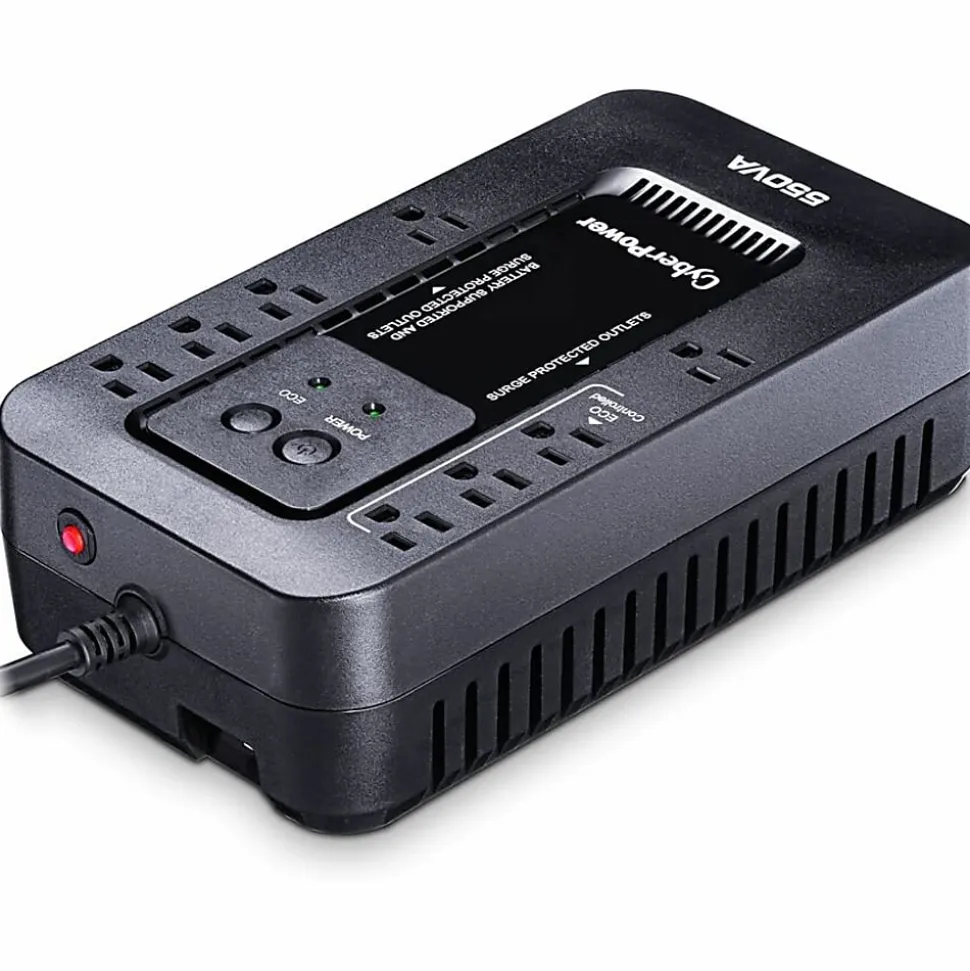 CyberPower EC550G Ecologic UPS Systems - 550VA/330W, 120 VAC, NEMA 5-15P, Compact, 8 Outlets, PowerPanel® Personal, $100000 CEG, 3YR Warranty
