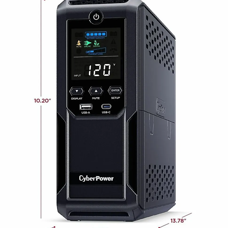 CyberPower Intelligent LCD CP1500AVRLCD3 1500VA Mini-tower UPS - Mini-tower - AVR - 8 Hour Recharge - CP1500AVRLCD3