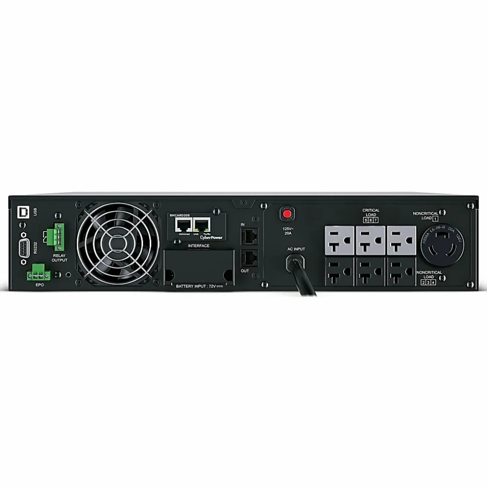 CyberPower OL2200RTXL2UN Smart App Online UPS Systems - 2200VA/1800W, 100 - 125 VAC, NEMA 5-20P, 2U, Rack/Tower, 7 Outlets, LCD- OL2200RTXL2UN