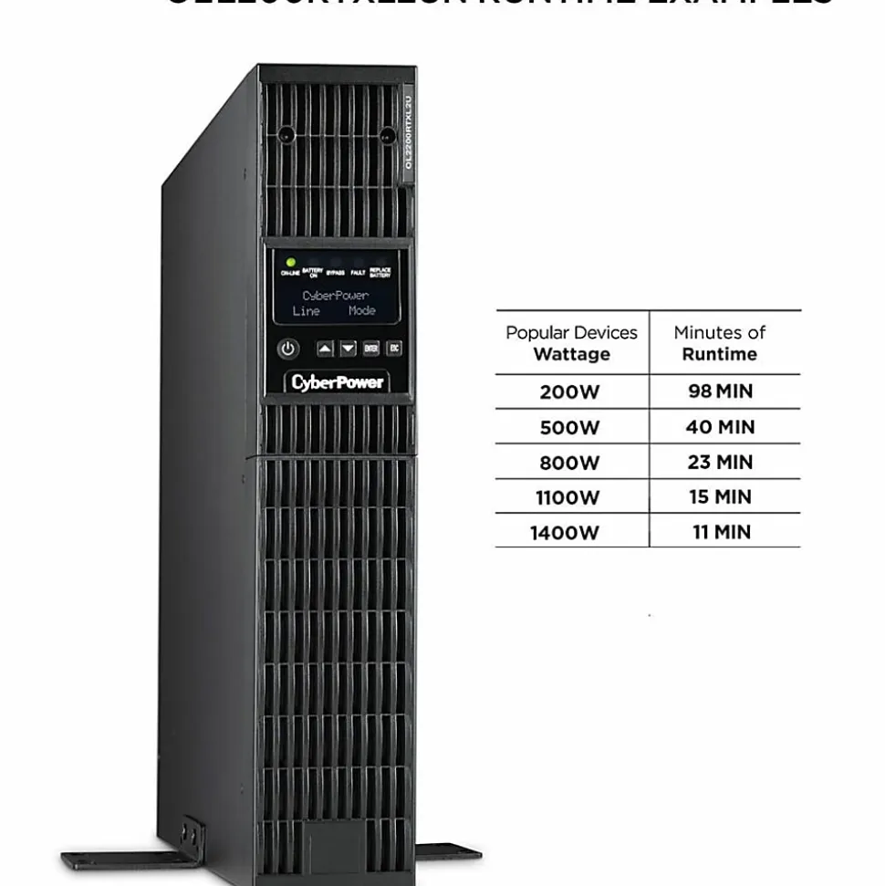 CyberPower OL2200RTXL2UN Smart App Online UPS Systems - 2200VA/1800W, 100 - 125 VAC, NEMA 5-20P, 2U, Rack/Tower, 7 Outlets, LCD- OL2200RTXL2UN