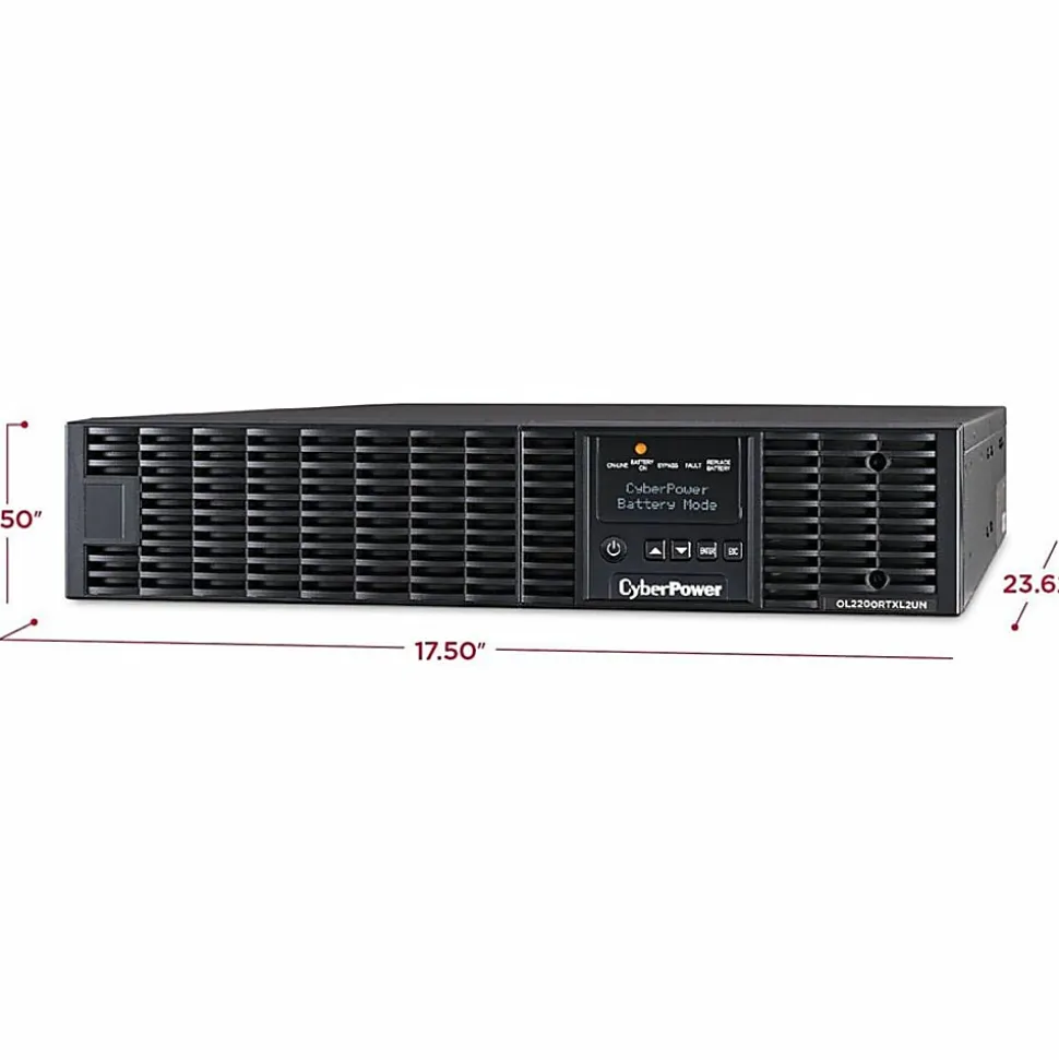 CyberPower OL2200RTXL2UN Smart App Online UPS Systems - 2200VA/1800W, 100 - 125 VAC, NEMA 5-20P, 2U, Rack/Tower, 7 Outlets, LCD- OL2200RTXL2UN