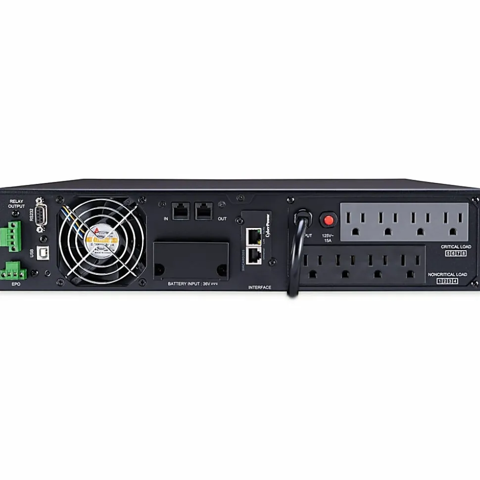 CyberPower OL1500RTXL2UN Smart App Online UPS Systems - 1500VA/1350W, 100 - 125 VAC, NEMA 5-15P, 2U, Rack/Tower, 8 Outlets, LCD- OL1500RTXL2UN