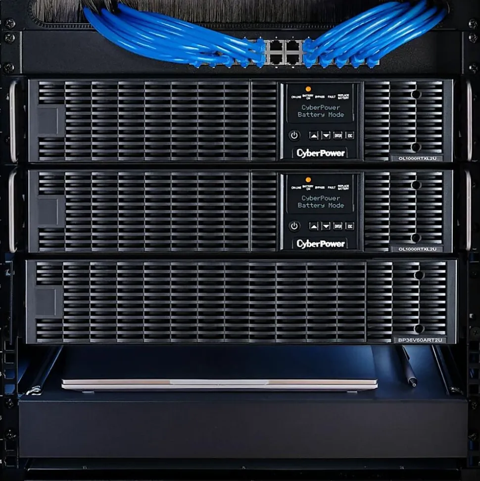 CyberPower OL1000RTXL2U Smart App Online UPS Systems - 1000VA/900W, 100 - 125 VAC, NEMA 5-15P, 2U, Rack/Tower, Sine Wave, 8 Outlets, LCD- OL1000RTXL2U