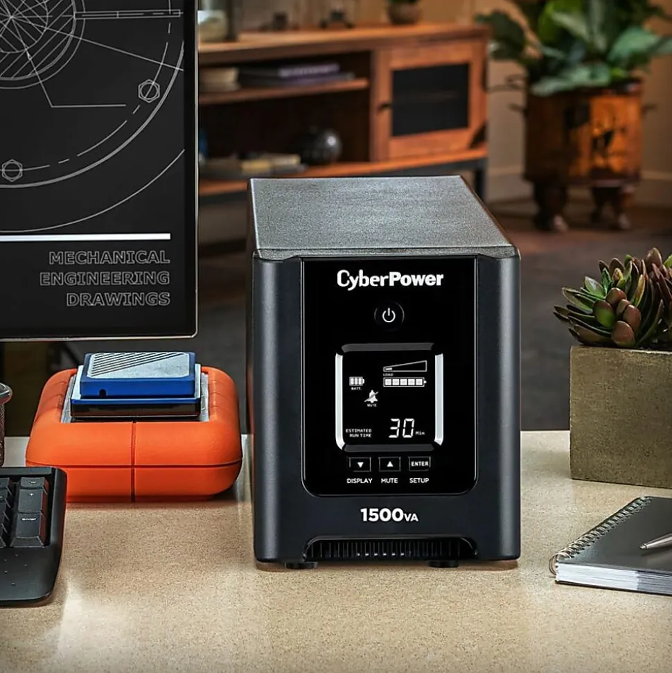 CyberPower OR1500PFCLCD PFC Sinewave UPS Systems - 1500VA/1050W, 120 VAC, NEMA 5-15P, Mini-Tower, Sine Wave, 8 Outlets, LCD, $200000 CEG- OR1500PFCLCD
