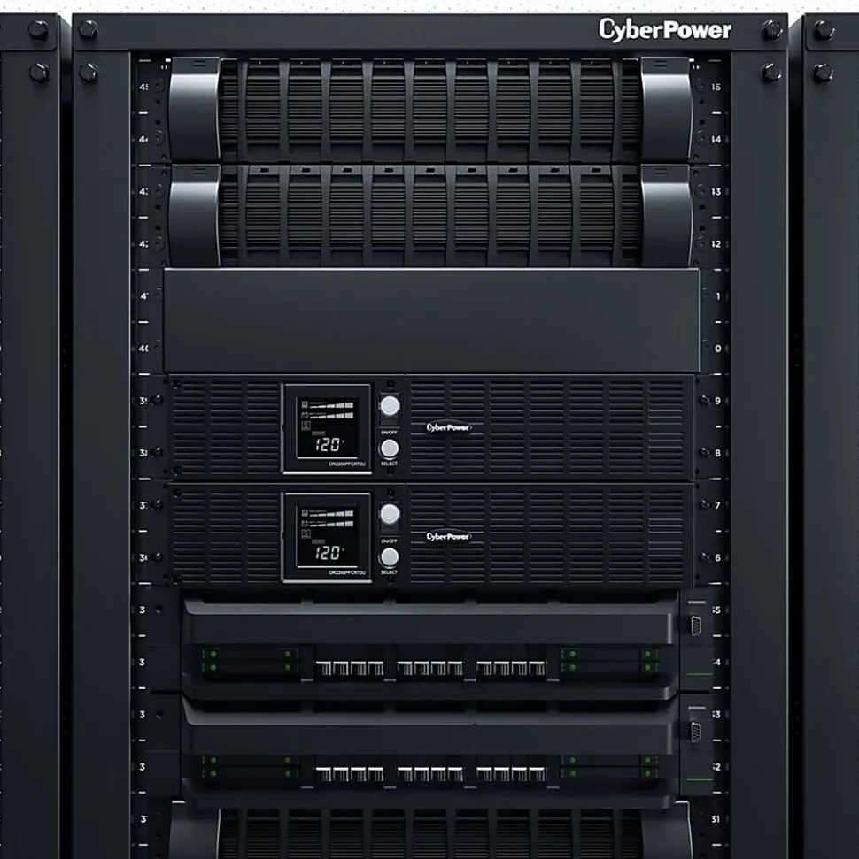 CyberPower OR2200PFCRT2U PFC Sinewave UPS Systems - 2000VA/1540W, 120 VAC, NEMA 5-20P, 2U, Rack/Tower, Sine Wave, 8 Outlets, LCD- OR2200PFCRT2U
