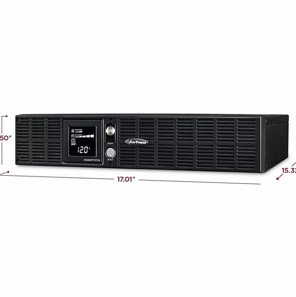 CyberPower OR2200PFCRT2U PFC Sinewave UPS Systems - 2000VA/1540W, 120 VAC, NEMA 5-20P, 2U, Rack/Tower, Sine Wave, 8 Outlets, LCD- OR2200PFCRT2U