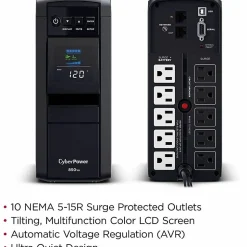 CyberPower® 10-Outlet Uninterruptible Power Supply, 850VA/510 Watts