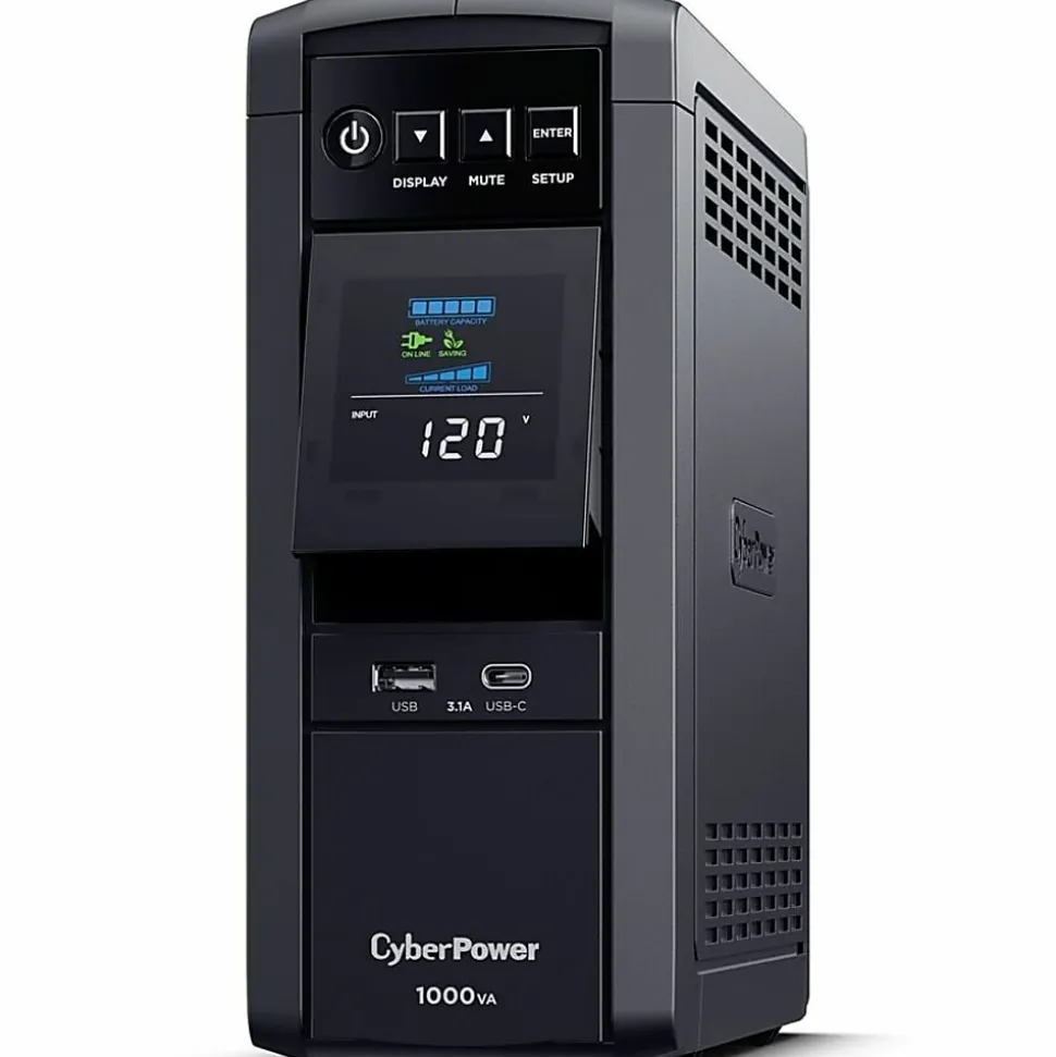 CyberPower PFC SineWave Series CP1000PFCLCD 10-Outlet Uninterruptible Power Supply, 1,000VA/600 Watts