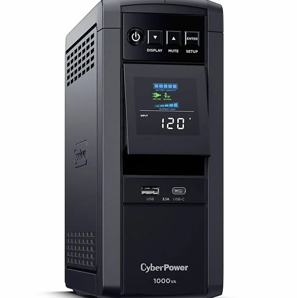 CyberPower PFC SineWave Series CP1000PFCLCD 10-Outlet Uninterruptible Power Supply, 1,000VA/600 Watts