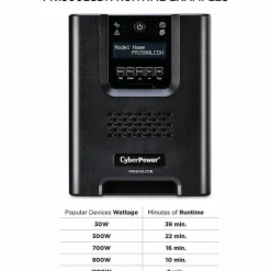 CyberPower PR1500LCDN Smart App Sinewave UPS Systems - 1500VA/1500W, 120 VAC, NEMA 5-15P, Mini-Tower, Sine Wave, 8 Outlets, LCD- PR1500LCDN