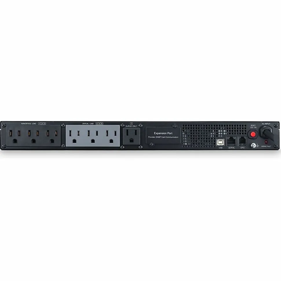 CyberPower PR500LCDRT1U Smart App Sinewave UPS Systems - 500VA/400W, 120 VAC, NEMA 5-15P, 1U, Rack/Tower, Sine Wave, 7 Outlets, LCD- PR500LCDRT1U