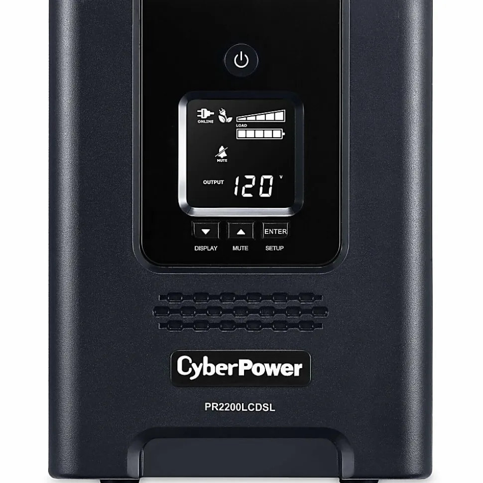 CyberPower PR2200LCDSL Smart App Sinewave UPS Systems - 2070VA/1980W, 120 VAC, NEMA 5-20P, Mini-Tower, Sine Wave, 7 Outlets, LCD- PR2200LCDSL