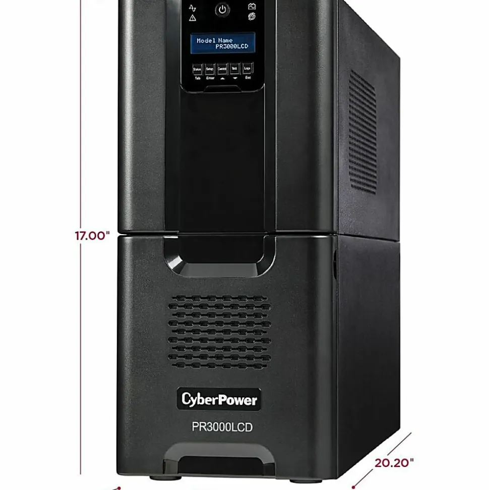 CyberPower PR3000LCD Smart App Sinewave UPS Systems - 3000VA/2700W, 120 VAC, NEMA L5-30P, Tower, Sine Wave, 10 Outlets, LCD, $375000 CEG- PR3000LCD