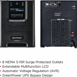 CyberPower Smart App Sinewave UPS Series, Black, PR1500LCD