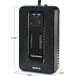 CyberPower ST900U Standby UPS Systems - 900VA/500W, 120 VAC, NEMA 5-15P, Compact, 12 Outlets, PowerPanel® Personal, $125000 CEG, 3YR Warranty