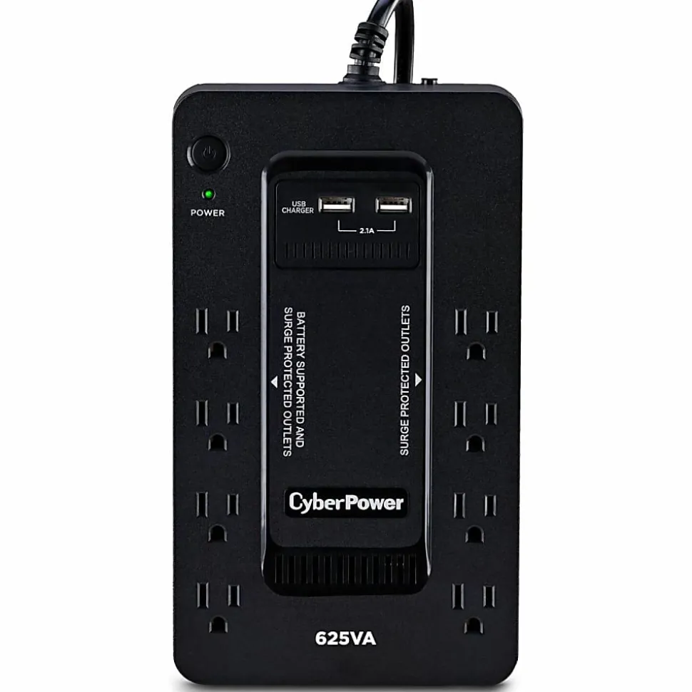CyberPower ST625U Standby UPS Systems - 625VA/360W, 120 VAC, NEMA 5-15P, Compact, 8 Outlets, PowerPanel® Personal, $100000 CEG, 3YR Warranty
