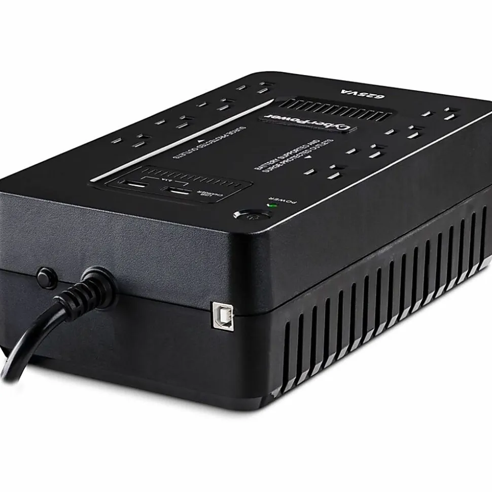 CyberPower ST625U Standby UPS Systems - 625VA/360W, 120 VAC, NEMA 5-15P, Compact, 8 Outlets, PowerPanel® Personal, $100000 CEG, 3YR Warranty