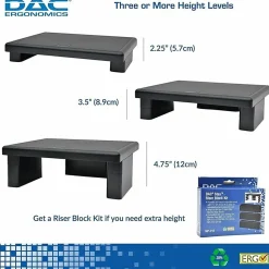 DAC Adjustable LCD/TFT Monitor Riser - 66 lb Load Capacity - Flat Panel Display Type Supported - 13