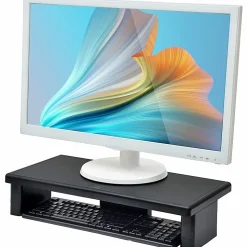 DAC Stax MP-211-Adjustable Ultra-Wide Monitor/Laptop Stand, Black - 66 lb Load Capacity - 4.8"x22"x 10.5" Depth - Plastic - Black - Â - 02238