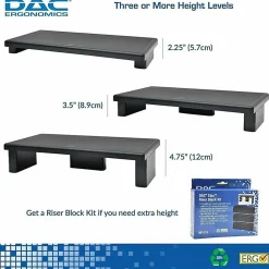 DAC Stax MP-211-Adjustable Ultra-Wide Monitor/Laptop Stand, Black - 66 lb Load Capacity - 4.8