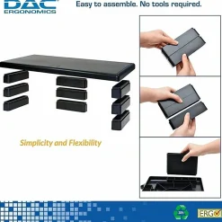 DAC Stax MP-211-Adjustable Ultra-Wide Monitor/Laptop Stand, Black - 66 lb Load Capacity - 4.8