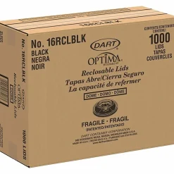 Dart Black Plastic Reclosable Lids, For 12-16 Oz. Cups, Black, Box Of 1,000