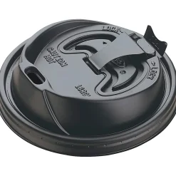 Dart Black Plastic Reclosable Lids, For 12-16 Oz. Cups, Black, Box Of 1,000