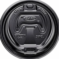Dart Black Plastic Reclosable Lids, For 12-16 Oz. Cups, Black, Box Of 1,000