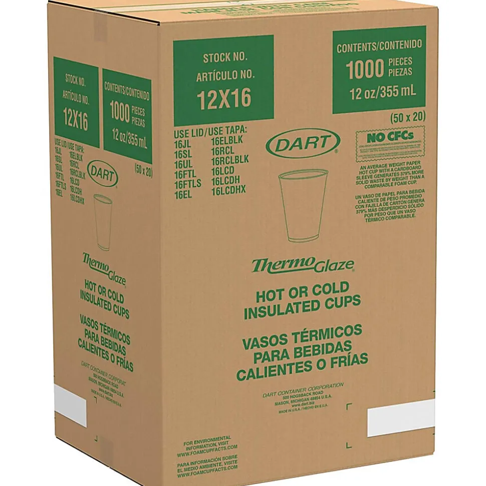 Dart Café G Design Foam Cups, 12 Oz, Brown/Red/White, Box Of 1,000 Cups