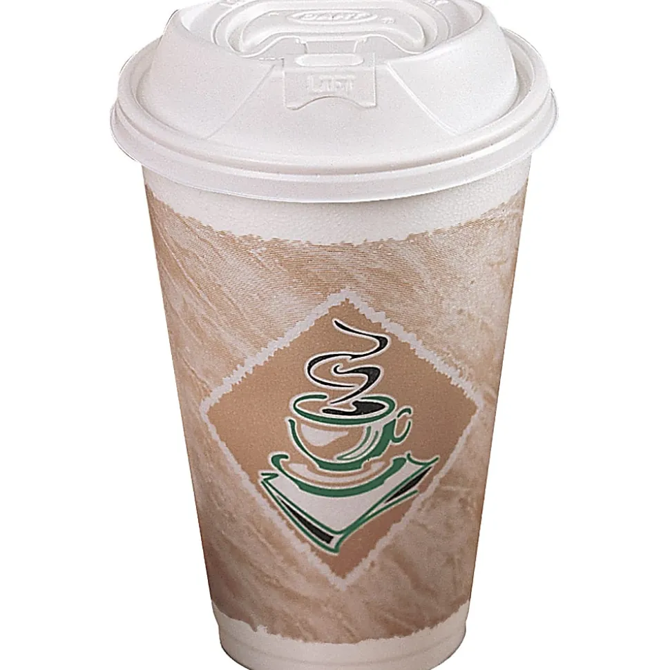 Dart Café G Design Foam Cups, 12 Oz, Brown/Red/White, Box Of 1,000 Cups